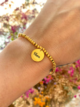 Load image into Gallery viewer, Pulsera bolitas medalla grabada