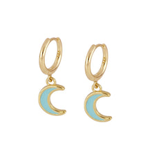 Cargar imagen en el visor de la galería, Aros lunas turquesa para niñas