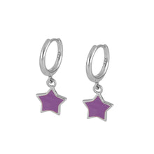 Cargar imagen en el visor de la galería, Aros estrellas lilas para niñas