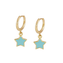 Charger l'image dans la galerie, Aros estrellas turquesa para niñas Omamori Joyas