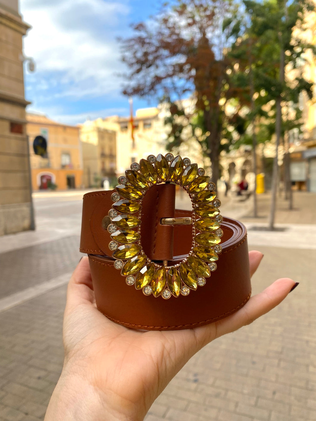 Cinturón Oval Camel