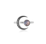Anillo Luna y Mineral Omamori Joyas