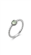 Anillo plata bolitas piedra natural calcedonia Omamori