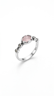 anillo cuarzo rosa vintage con marquesitas