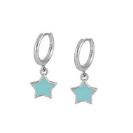 Aros estrellas turquesa para niñas Omamori Joyas